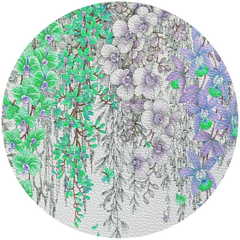 Orchid Garden 16" Vinyl Placemat, Lilac/Green/Blue