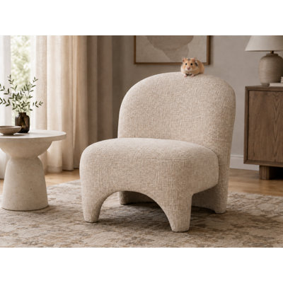 Chaise d'appoint entièrement rembourrée avec base avant arquée, dossier arrondi
