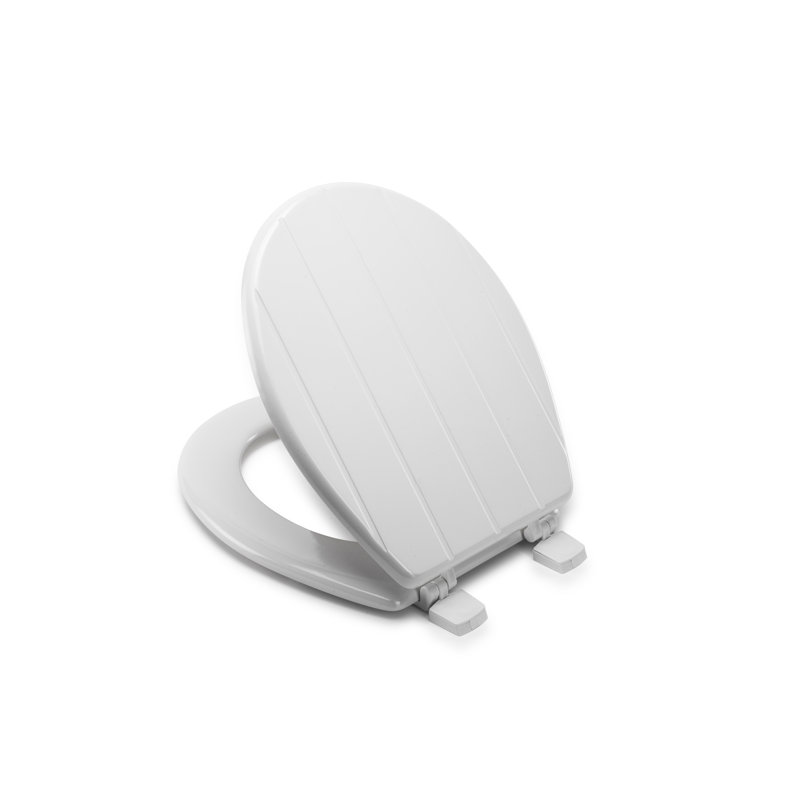 Windermere Wooden Toilet Seat - No More Movement Grip Pad Hinges, Adjustable Hinges Fit All Standard Toilets, Bottom Fix, Durable Sustainable Wood and Antibacterial Surface (White Wood)