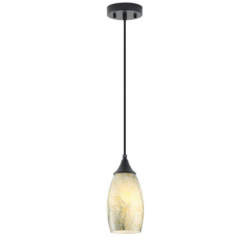 Luminaire suspendu 1 lumière en fer noir mat à intensité variable, Vert