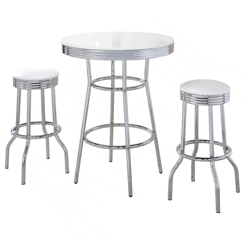 Ensemble de table bistro 3 pièces ronde des années 1950