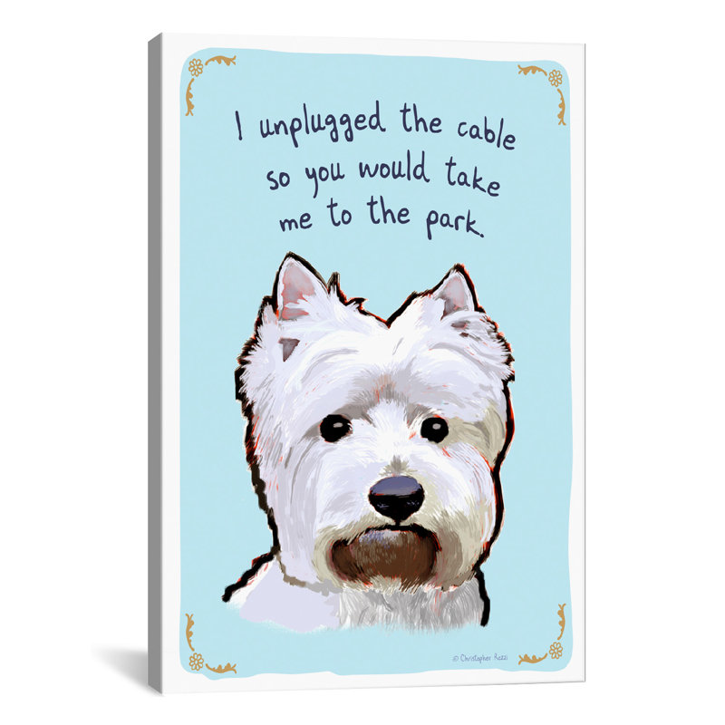 "furtif westie" par christopher rozzi, reproduction d’art sur toile tendue Tiny Confessions, 61" H x 41" L x 1,5" D