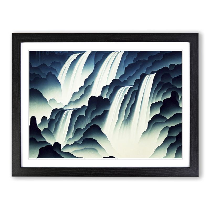 Gorgeous Waterfall - Single Picture Frame Print, 46cm H x 64cm W x 2cm D, Black Framed