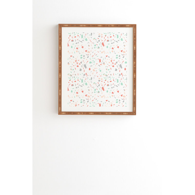 « pastel terrazzo », impression, H 20 po x l 20 po x P 2 po, Armature en bambou, Pas de tapis