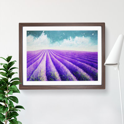 Bedazzled Lavender Flower Field 1 Piece Single Picture Frame Wall Art