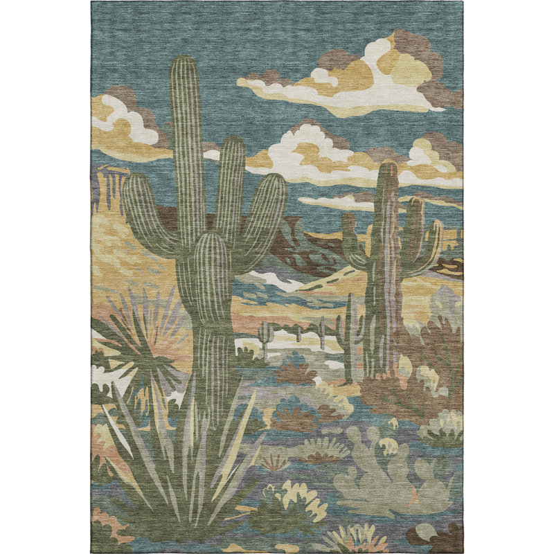 Tapis de qualité supérieure Mayfield AMF2496 lavable à la machine, Sarcelle, 8 pi x 10 pi