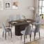 63 "Medieval Modern Style MDF Dining Table And PU Dining Chair. Assemble Desktop And Black Metal Leg Dining Chair Set, Suitable For Home&Kitchen-1635696087-1635696086-1635696085