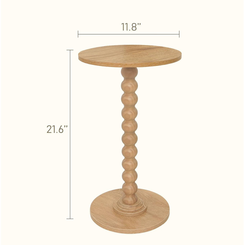 Modern Accent Table Martini Table with Solid Wood Leg Round End Tables Side Table, Rustic Walnut