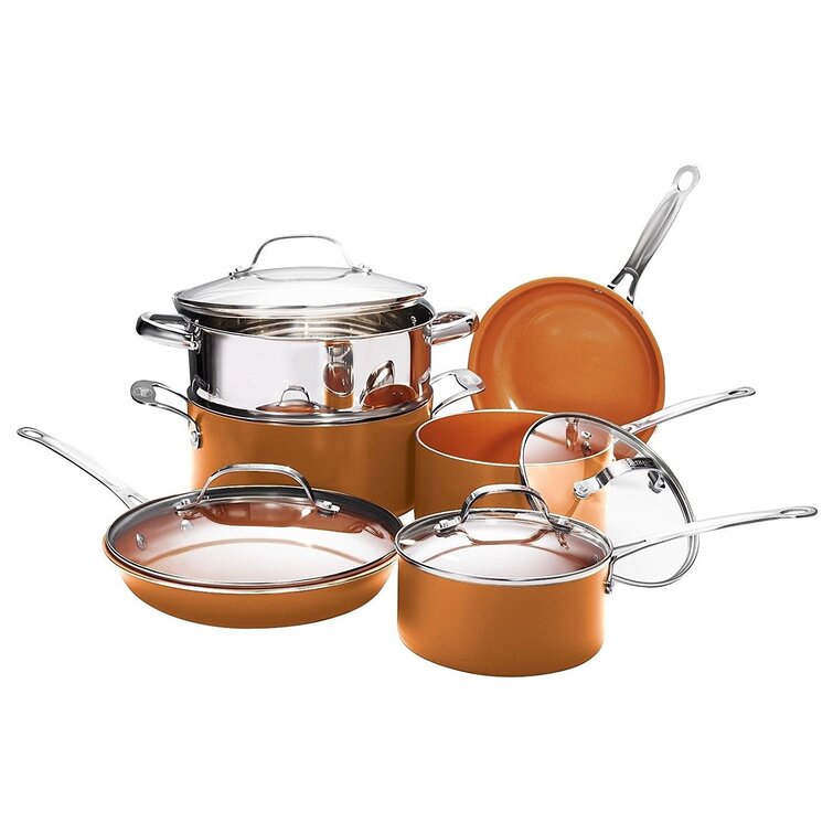 Gotham Steel Hammered 10 Piece Cookware Set, Oven Safe, Dishwasher Safe -  Elegant Pots & Pans