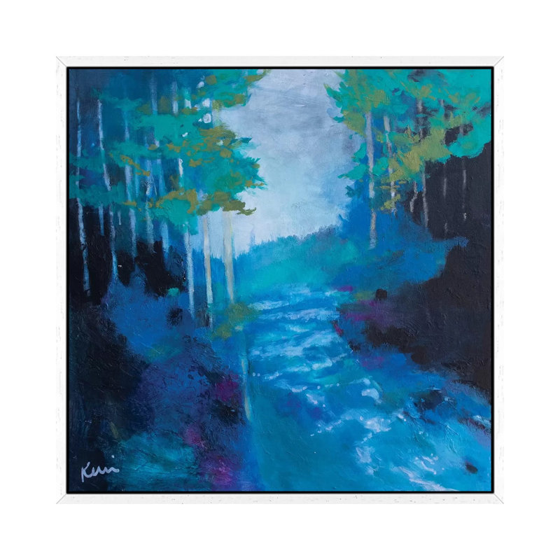 Living Water by Kerri Blackman - Painting on Canvas, 45.72cm H x 45.72cm W x 3.81cm D, White Framed