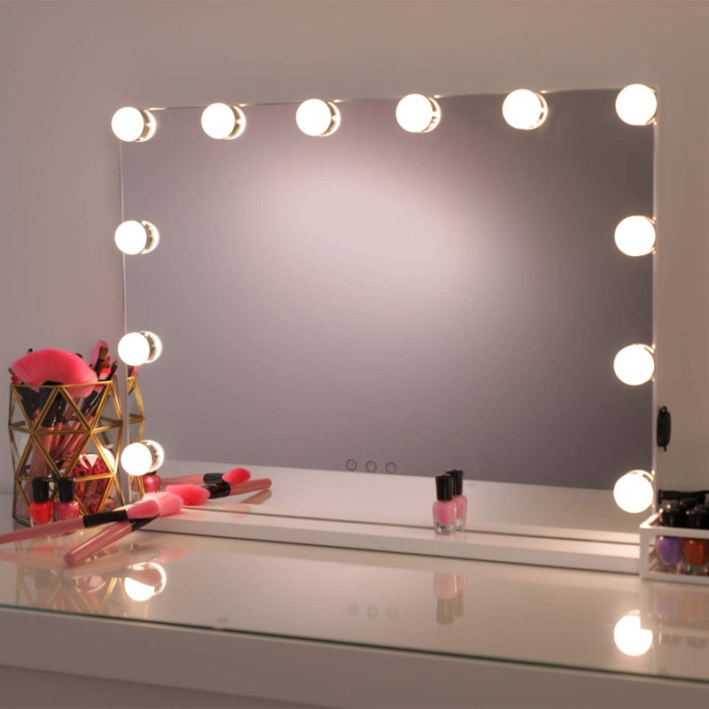 Miroir de maquillage / rasage Hollywood, H 17,3 po x l 22,8 po x P 5,5 po