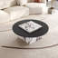 Table basse ronde en bois massif de 35,43 po avec plateau de table carré synthétique brillant