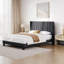 Upholstered Bed Frame with Channel Tufted Headboard-151398478-151398479
