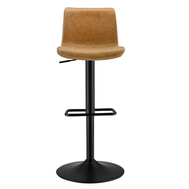 Petrillo Swivel Upholstered Adjustable Height Counter Stool with Metal Frame, Vintage Cedar
