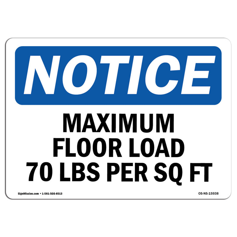 Maximum Flo or Loading 70 Lbs Per Sq Ft Sign