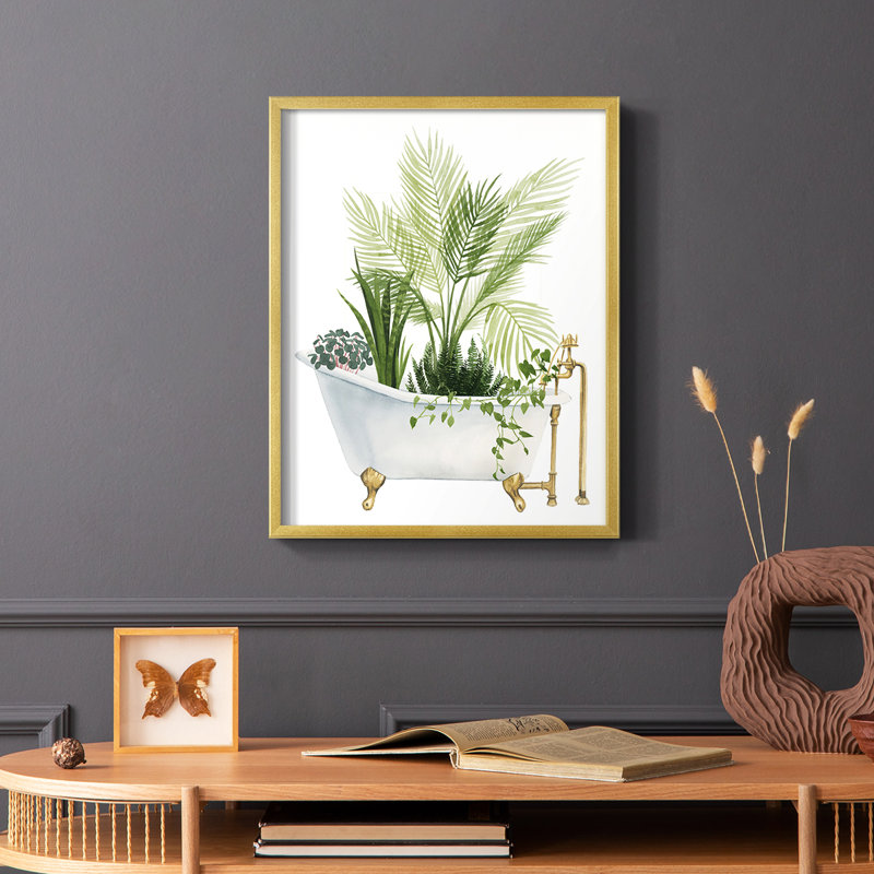 «Plant Bath I», reproduction encadrée - bois massif, H 28 po x l 22 po