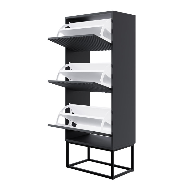 Veldio Three-Tier Shoe Cabinet 50 cm with Legs, Black