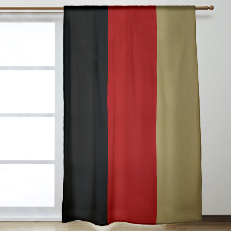 Sateen Room Darkening Curtain Single Panel, Black/Red/Gold