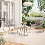Patio Furniture Set, 3 Piece Resin Weave Seating Group with Table and 2 Resin Chairs, Outdoor Conversation Set for Garden