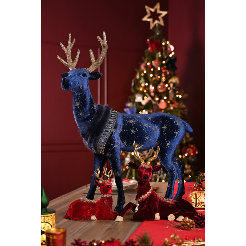Regal Tidings Red Velvet Sitting Deer