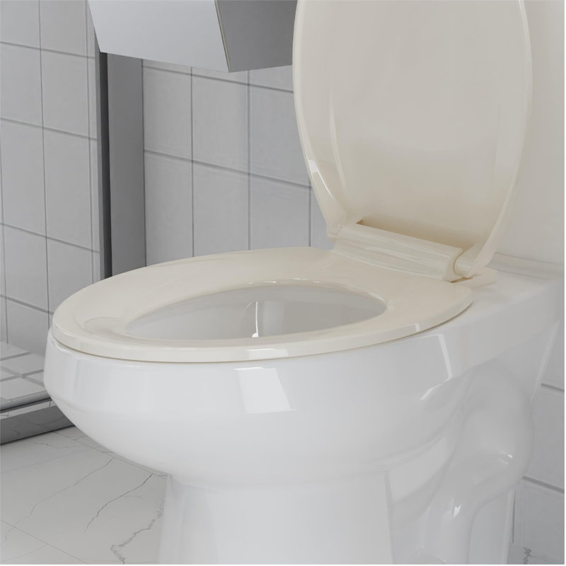 Soft Close Commercial Toilet Seat - Quick Release, Durable Polypropylene, Stable Shift-Free Design, Easy Install & Clean, Fits 19" Elongated Toilets, Almond