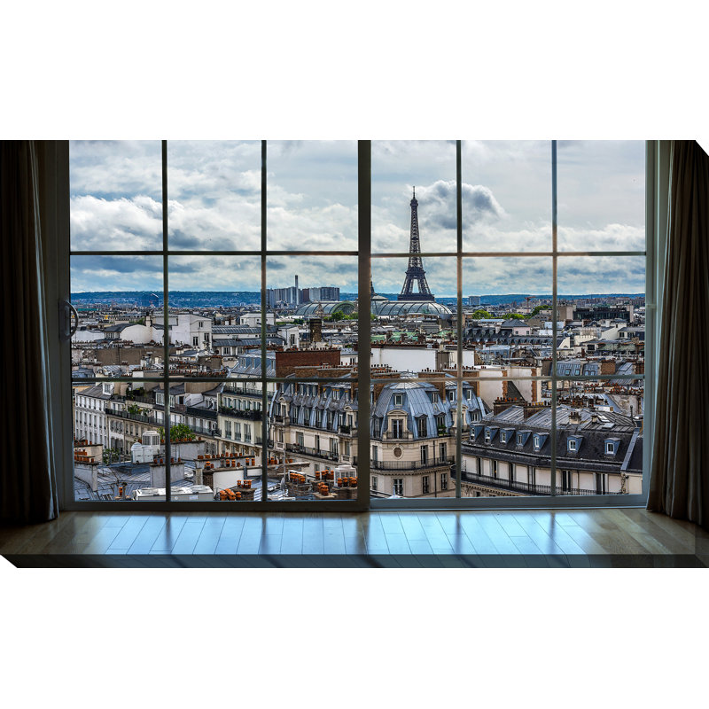 « paris rooftops 8 window », reproduction de photo sur toile tendue, H 18 po x l 30 po x P 1 po