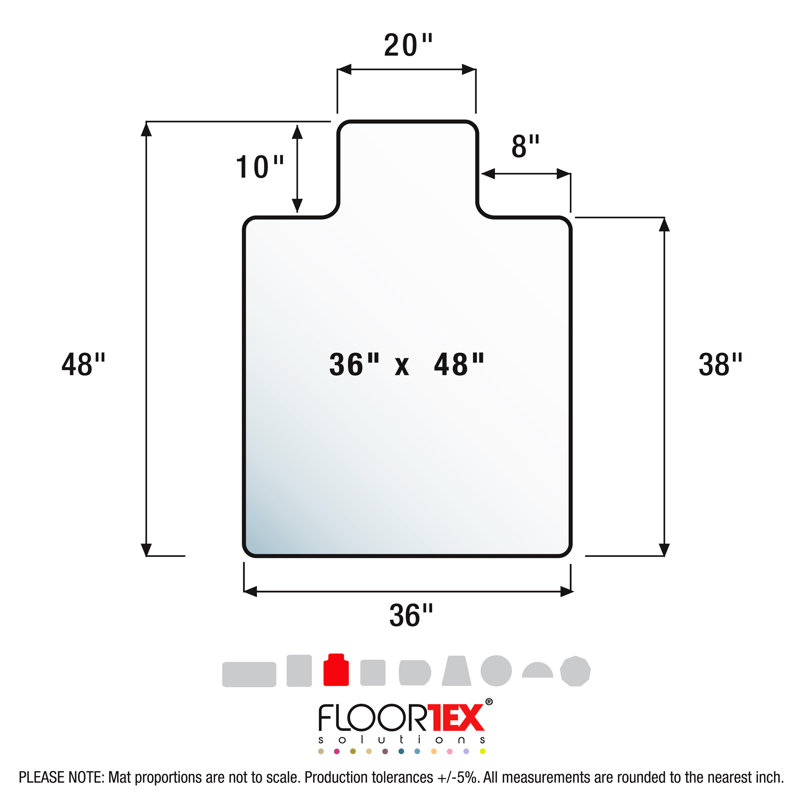Floortex Computex Anti-Static Vinyl Chair Mat for Carpets up to 3/8", Included, 36" x 48"