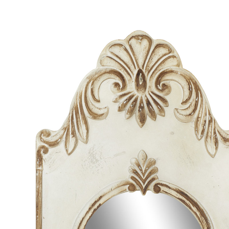 Distressed White Wood Full Length Arch Wall Mirror