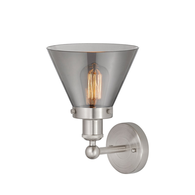 Applique murale à bras en acier 1 lumière Chesterhill, Plaqué couleur fumée, Nickel satiné brossé