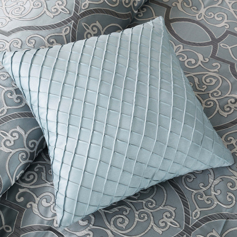 Édredon pour très grand lit avec draps bleus - Ensemble de draps et décorations de luxe 12 pièces