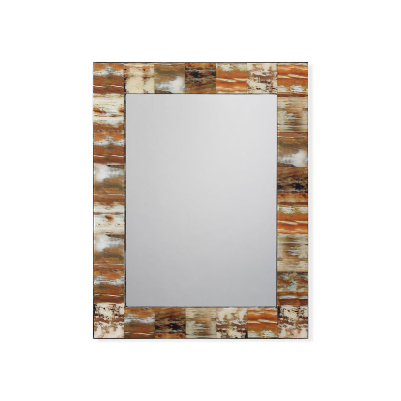 Bohemian Multicolor Wood Tile Accent Mirror