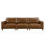Canapé 3 places de luxe en similicuir brun de 284 cm (112 pouces), pieds en bois, style moderne pour salon