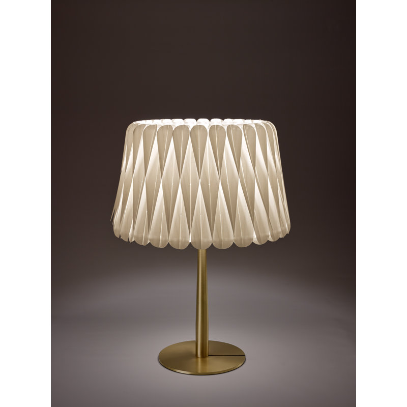 Lola Table Lamp, Gold, 20.9" H x 15.4" W x 15.4" D, Ivory White