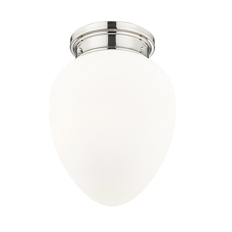 Jevone Glass Flush Mount, 13.5" H x 10" W x 10" D, Polished Nickel