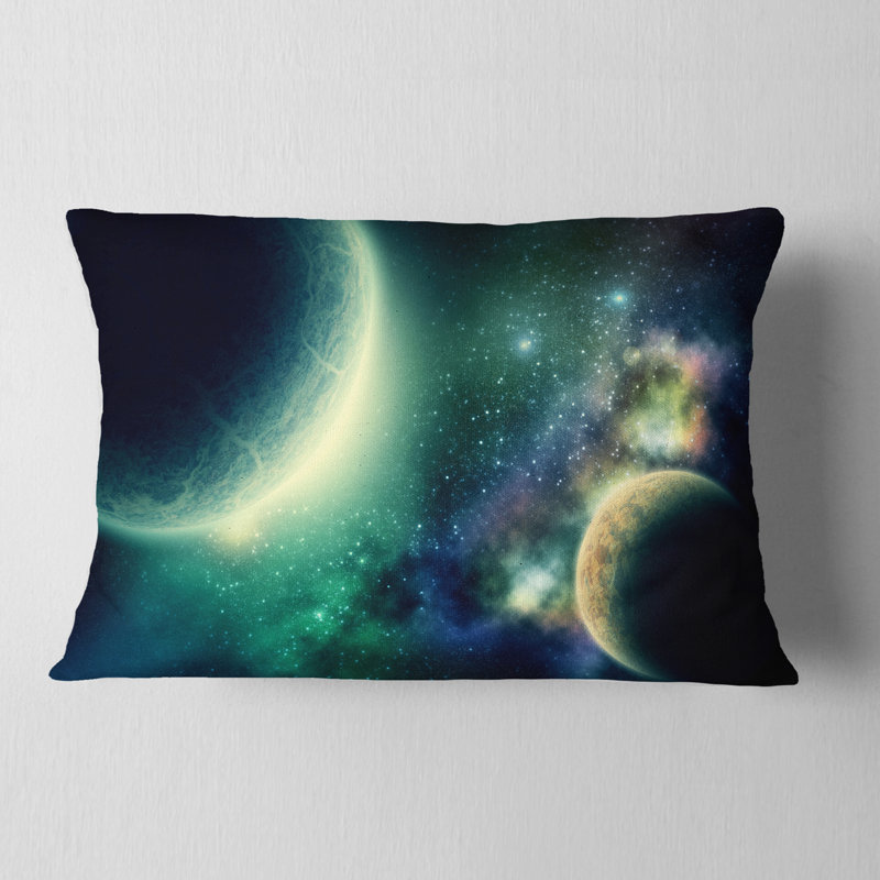 Deux planètes - coussin à imprimé paysage, Rectangulaire, 12 po x 20 po