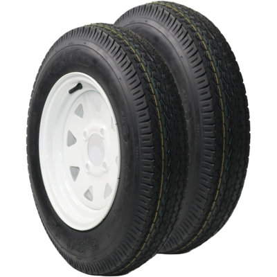 2 pneus de gazon robustes de 5,30 à 12 PCS avec jante à 4 boulons de 4 pouces, roues en caoutchouc de 1050 lb maximum résistantes à l'usure pour le remplacement du tracteur de jardin de tondeuse à gazon