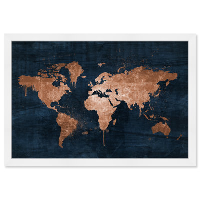 " Mapamundi Copper Blue Metallic World Map Modern Blue " by Oliver Gal