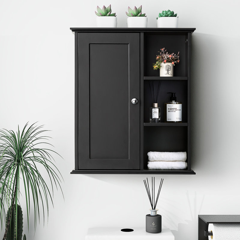 Black Wall Mounted Medicine Cabinet For Bathroom, , Quiet Function, 27.61 Inches Wide, Suitable Multiple Spaces Bathroom Over Toilet, Build, 6.93 High, Easy To Install