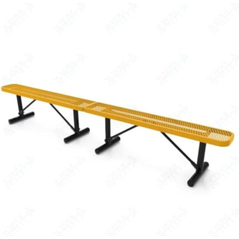 Banc de parc portatif robuste en métal enduit de 15 pieds - jaune sans dossier, Yellow