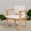 Chaises de patio modernes, structure en teck de bois d'acacia, coussins beiges pour la salle à manger