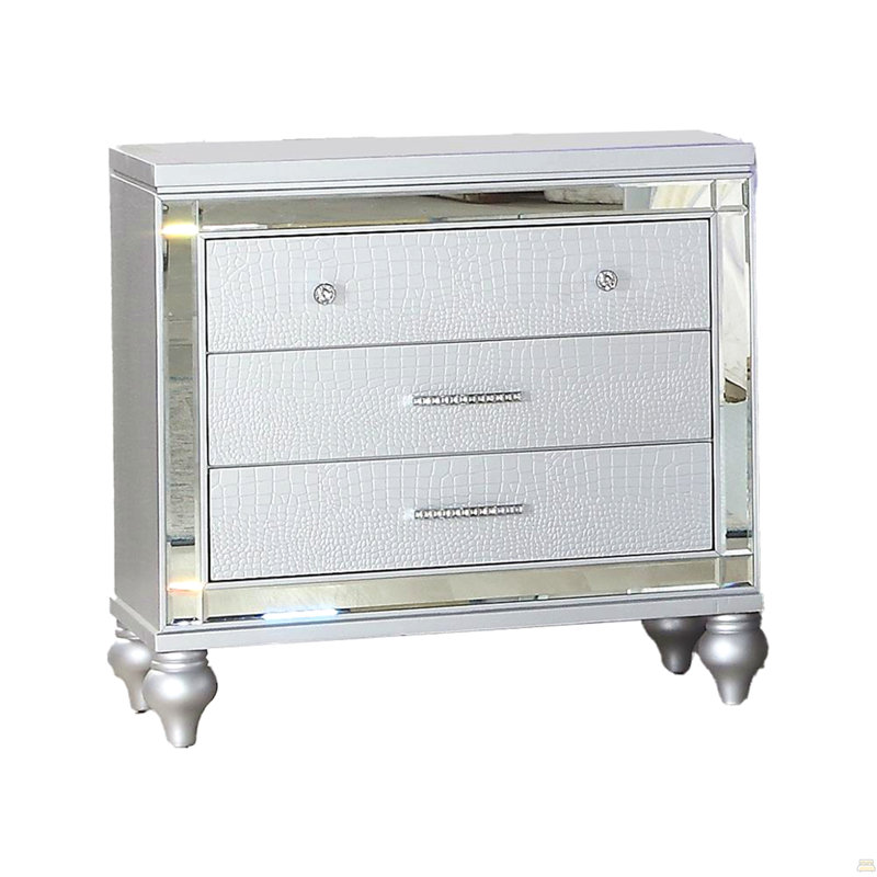 Mirror Framed 3-Drawer Nightstand Made With Wood