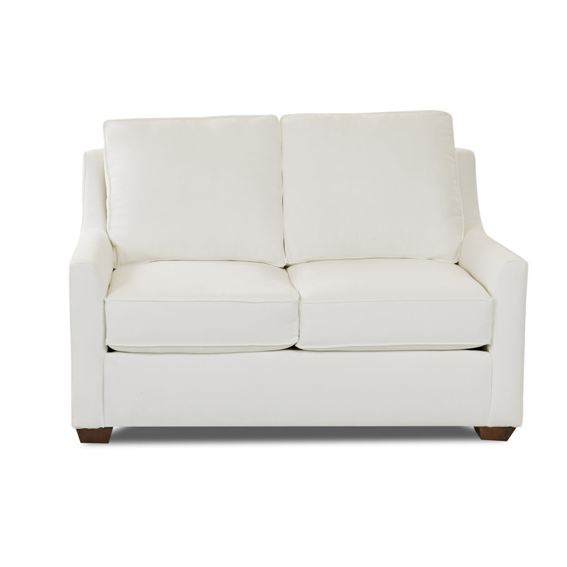 Causeuse rembourrée 56 po Gemi, Blanc sergé décoloré classique