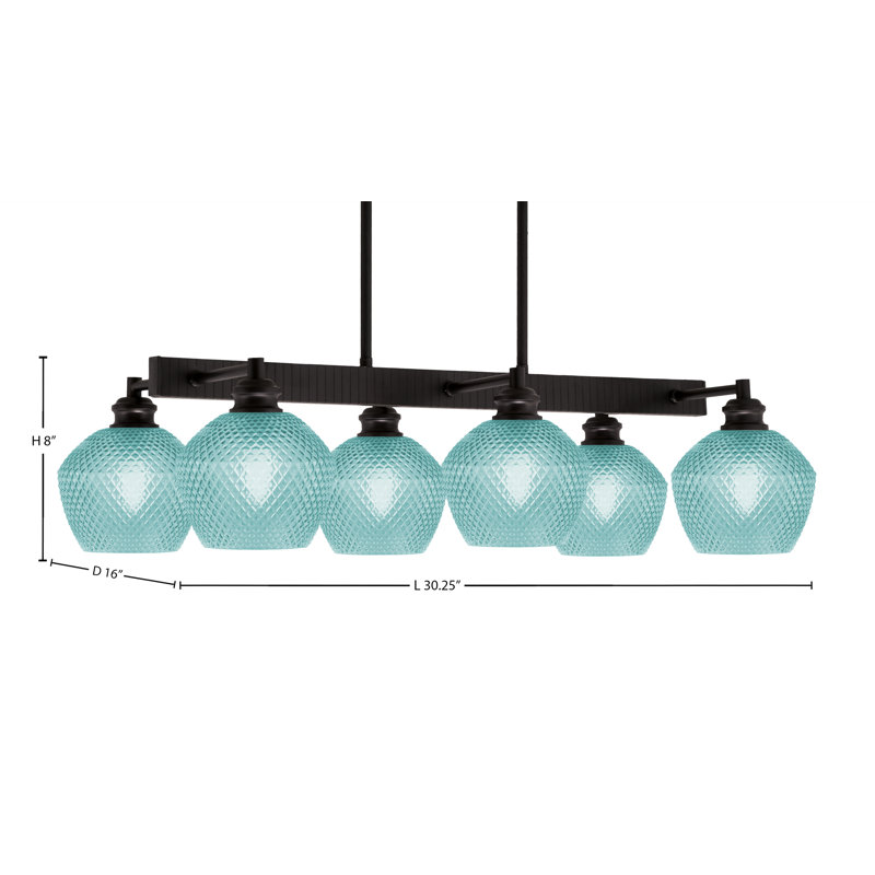 Edge 6 Light Bar With 6" Glass, Turquoise, Espresso