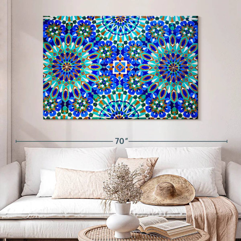 Mosaïque bleue Kerner en médina, H 34 po x l 51 po