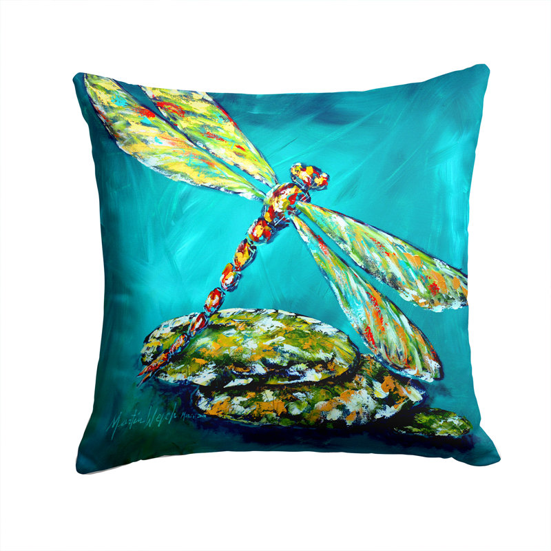 14" Square Dragonfly Print Polyester Throw Pillow Set