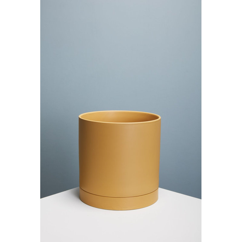 Pot de fleurs en céramique Carlotta, H 10 po x l 10 po x P 10 po, Ocre