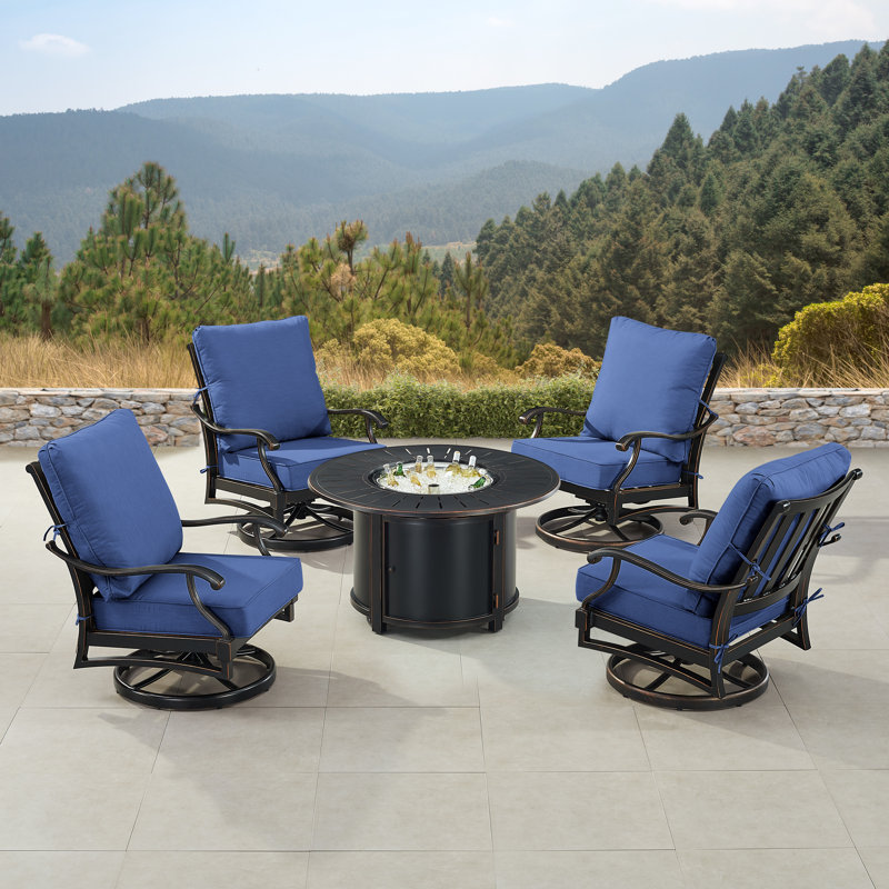 Ensemble de conversation d'extérieur pour 4 personnes avec coussins Paiden, Bleu