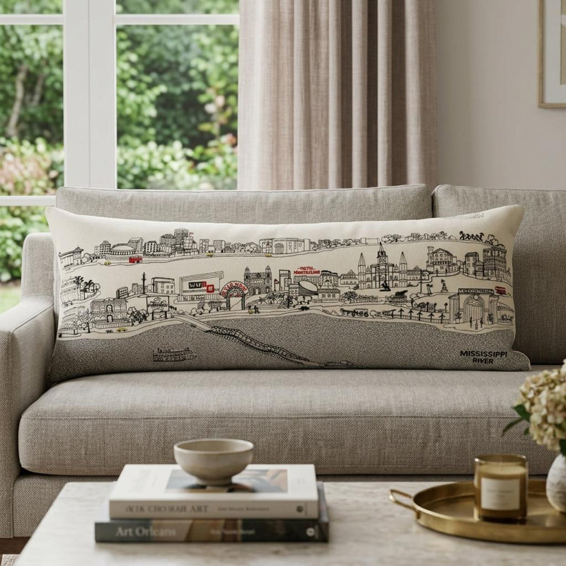 Coussin lombaire 14 po x 35 po New Orleans, 14 po x 35 po, Crème