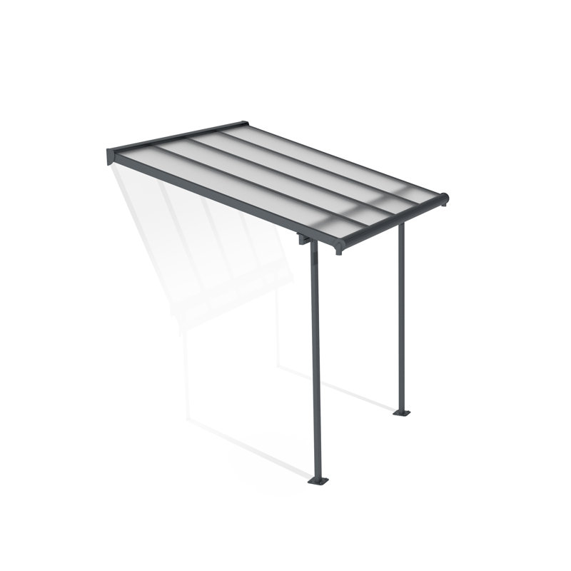 Palram - Canopia Sierra 22.5' W x 7.5' D Polycarbonate Aluminum Stationary Slope Patio Awning Gray/Diffused Clear, Gray