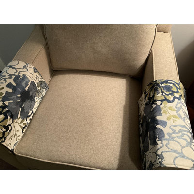 Set Of Armrest Covers Blue Flower